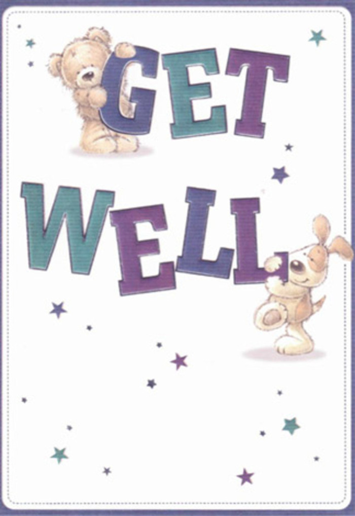 A celebration of gentle encouragement, this illustrated get well card brings together a sweet bear and a lively puppy, each rendered with affectionate detail and a sense of joyous camaraderie. Playful stars float above, casting tiny flecks of hope that shimmer like sunlight filtering into West Heath's local gardens. The confident, oversized lettering in rich purples and serene aquas exudes cheerful reassurance, grounding the composition in a spirit of optimism. Textures are vividly suggested: a bear's fleecy softness, a puppy's velvety ears-tactile comforts that recall the gentle touch of a freshly arranged bouquet. Imagine gifting this card alongside a hand-picked floral arrangement, both radiating positivity and heartfelt care to a loved one recuperating in West Heath or neighbouring communities. The card's lightness and warmth create an uplifting presence, a perfect companion for the journey back to well-being.